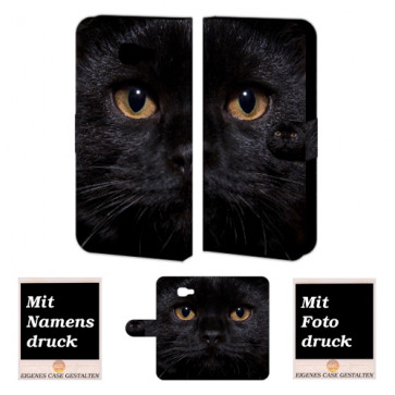 Individuelle Handyhülle für Samsung Galaxy C7 mit Schwarz Katze Fotodruck