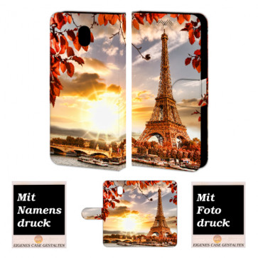 Samsung Galaxy J5 2017 Handy Tasche Hülle mit Eiffelturm Foto Text Druck