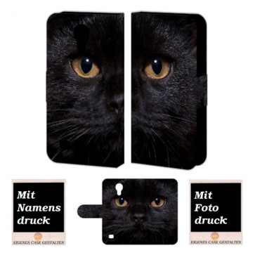 Samsung Galaxy S4 Schutzhülle Handyhülle mit Schwarz Katze + Fotodruck