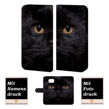 Handyhülle mit Schwarz Katze Fotodruck für Samsung Galaxy S6 Edge Plus