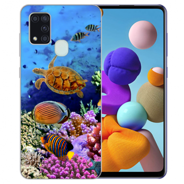 Samsung Galaxy M30S TPU Hülle mit Bilddruck Aquarium Schildkröten