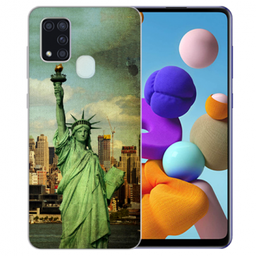 Samsung Galaxy M21 Silikon TPU Hülle mit Freiheitsstatue Bilddruck 