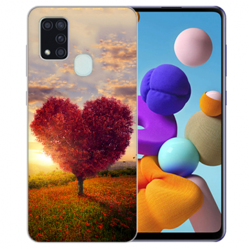 Samsung Galaxy M31 Silikon TPU Hülle mit Bilddruck Herzbaum