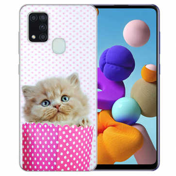 Samsung Galaxy M31 Silikon TPU Hülle mit Kätzchen Baby Bilddruck 