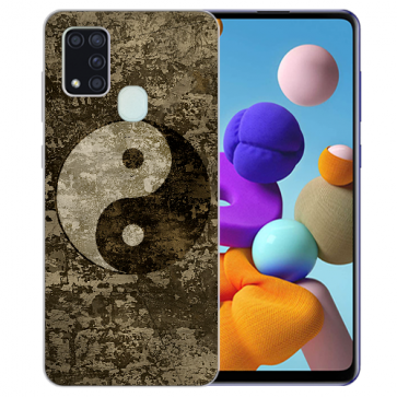 Samsung Galaxy M21 Silikon TPU Handy Hülle mit Bilddruck Yin Yang