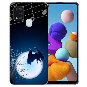 Samsung Galaxy M31 Silikon TPU Hülle mit Bilddruck Fledermaus-mond