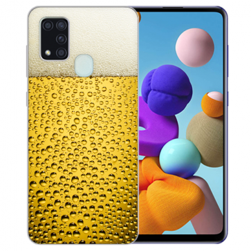 Schutzhülle Silikon für Samsung Galaxy A21s mit Bilddruck Bier Etui