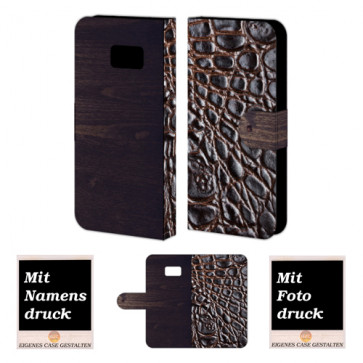 Samsung Galaxy S7 croco - Holz Optik Handy Tasche Hülle Foto Bild Druck