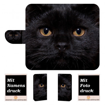 Schutzhülle Handy Tasche mit Bilddruck Schwarz Katze für Nokia 8.1