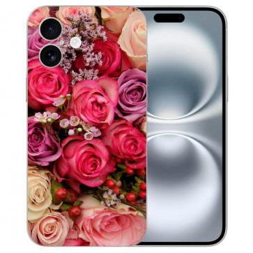 Flipcase Silikon Handy Schale für iPhone16 Rosen Fotodruck Etui Cover Case