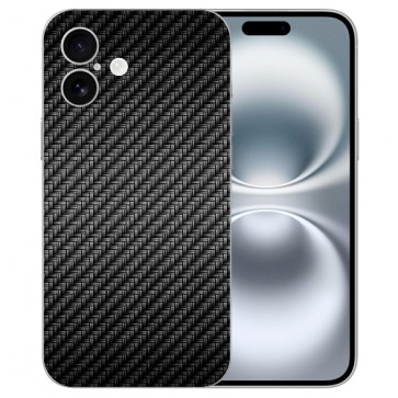 Individuelle Handy Hülle TPU Etui für iPhone16 Plus Carbon Optik Bilddruck Schale 