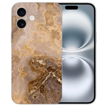 Silikon Handy Hülle für iPhone16 Plus Marmor Braun Bilddruck Backcover Case