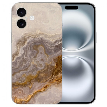 TPU Silikon Handy Hülle für iPhone16 Plus Backcover Grauer Marmor Bilddruck Etui 