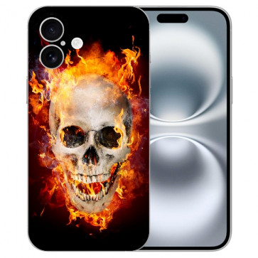 Individuelle Handy Schale TPU für iPhone 16 Bilddruck Totenschädel Feuer