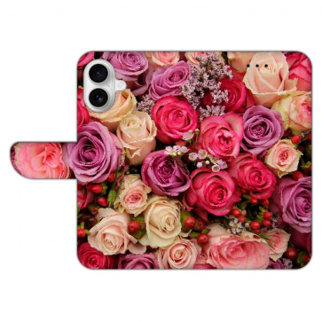 Backcover Tasche Schutzhülle für iPhone 16 Plus mit Fotodruck Rosen Etui