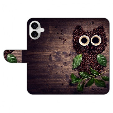Personalisierte Schutzhülle Handyhülle für iPhone 16 Bilddruck Kaffee Eule Etui
