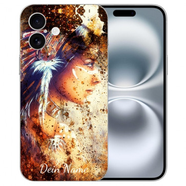 TPU Schutzhülle Handy Schale Indianerin Porträt Fotodruck Etui für iPhone 16 Cover