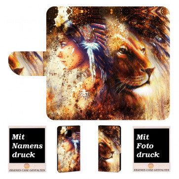 Nokia 3 Schutzhülle Handy Tasche mit Bilddruck Indianer - Löwe - Gemälde 