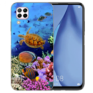 Huawei P40 Lite Silikon TPU Hülle mit Bilddruck Aquarium Schildkröten