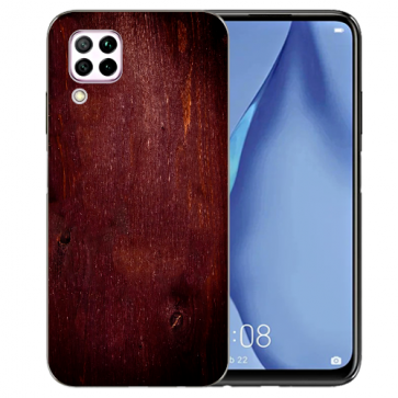 Huawei P40 Lite Silikon TPU Hülle mit Eichenholz -Optik Bilddruck 