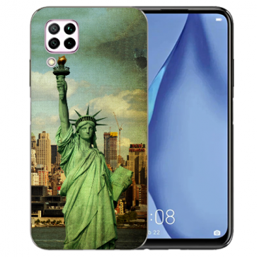 Huawei P40 Lite Silikon TPU Schutzhülle mit Freiheitsstatue Bilddruck 