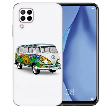 Huawei P40 Lite Silikon TPU Schutzhülle mit Bilddruck Hippie Bus Etui