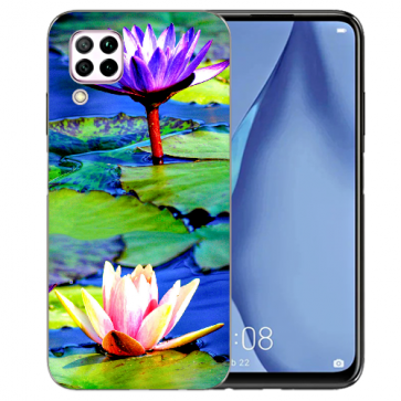 Silikon TPU Hülle mit Bilddruck Lotosblumen für Huawei P40 Lite Etui