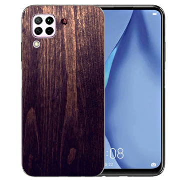 Silikon TPU Hülle mit HolzOptik Dunkelbraun Bilddruck für Huawei P40 Lite 