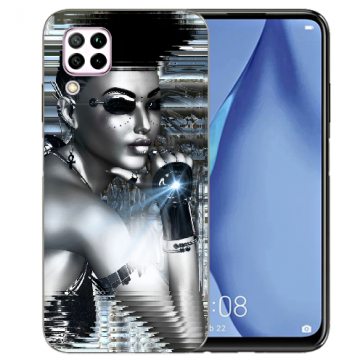 Schutzhülle Silikon TPU Hülle mit Robot Girl Bilddruck für Huawei P40 Lite 