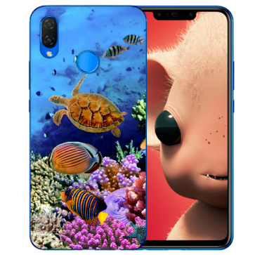 Huawei P Smart Plus Silikon Hülle mit Fotodruck Aquarium Schildkröten