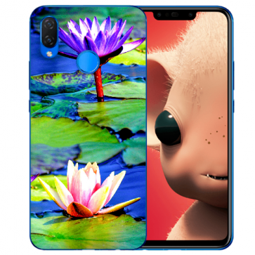 Huawei P Smart Plus TPU Silikon Handy Hülle mit Fotodruck Lotosblumen