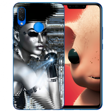 Huawei P Smart Plus Silikon TPU Handy Hülle mit Fotodruck Robot Girl