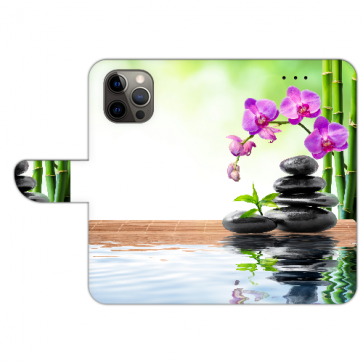 Handy Tasche Cover für iPhone 16 Pro Max Fotodruck Orchidee Bambus und Basaltsteine 