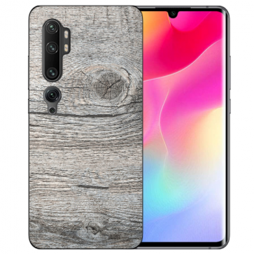 Xiaomi Mi CC9 Pro Silikon TPU Hülle mit Fotodruck HolzOptik Grau