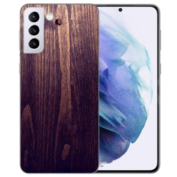 TPU Cover Case für Samsung Galaxy S22 Plus (5G) Fotodruck Holzoptik dunkelbraun