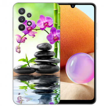 TPU Hülle Bilddruck Orchidee Bambus und Basaltsteine für Samsung Galaxy A32 4G 