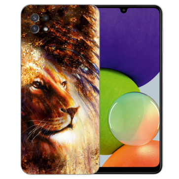 TPU Silikon Hülle mit Bilddruck LöwenKopf Porträt für Samsung Galaxy A22 (5G) 
