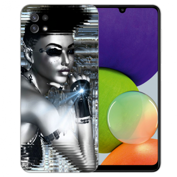 Samsung Galaxy A22 (5G) TPU Silikon Hülle mit Robot Girl Foto Druck 