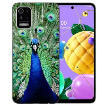 Schutzhülle Handy Hülle Silikon TPU für LG K52 mit Pfau Bilddruck 