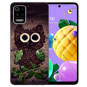 LG K52 Schutzhülle Handy Hülle Silikon TPU mit Bilddruck Kaffee Eule