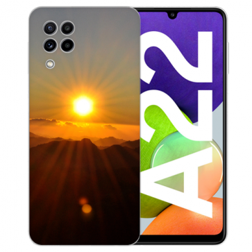 Samsung Galaxy A22 (4G) Silikon TPU Handy Hülle mit Sonnenaufgang Fotodruck 