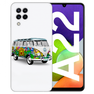 Samsung Galaxy A22 (4G) Silikon TPU Handy Hülle mit Hippie Bus Fotodruck 