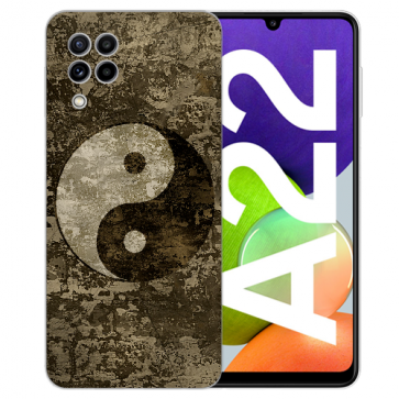 Samsung Galaxy A22 (4G) Silikon TPU Handy Hülle mit Yin Yang Fotodruck 