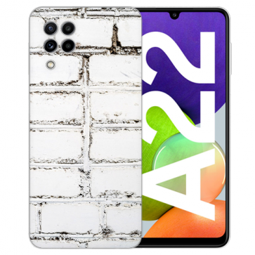 Samsung Galaxy A22 (4G) Silikon TPU Handy Hülle mit Fotodruck Weiße Mauer