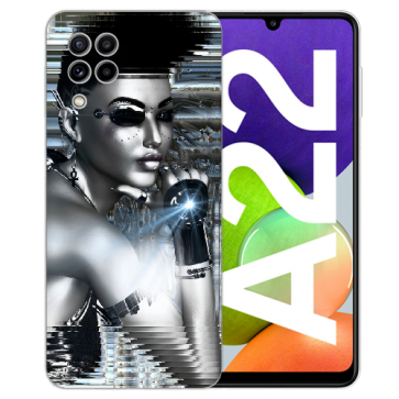 Samsung Galaxy A22 (4G) Silikon TPU Handy Hülle mit Robot Girl Fotodruck 