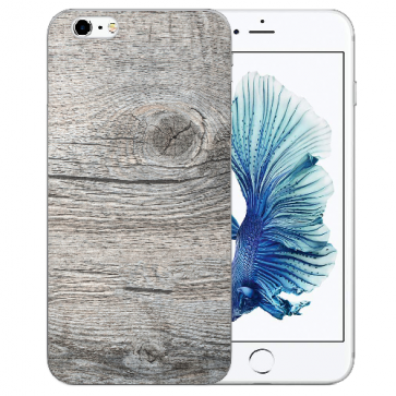 iPhone 6+ / iPhone 6S Plus TPU Hülle mit Holzoptik Grau Bilddruck 