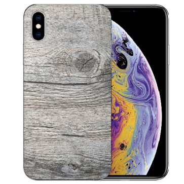 iPhone XS Max TPU Handy Hülle Tasche mit Holzoptik Grau Bilddruck Etui iPhone XS Max TPU Handy Hülle Tasche mit Holzoptik Grau Bilddruck Etui