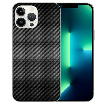  iPhone 13 Pro Handy Schutzhülle Silikon TPU mit Fotodruck Carbon Optik