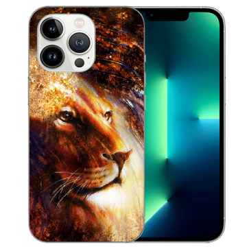iPhone 13 Pro Handy Schutzhülle Silikon TPU mit Fotodruck LöwenKopf Porträt  iPhone 13 Pro Handy Schutzhülle Silikon TPU mit Fotodruck LöwenKopf Porträt