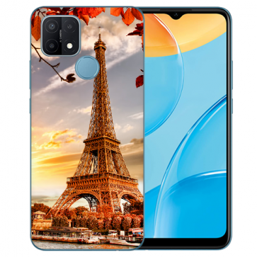 Oppo A15 TPU Handy Tasche Hülle mit Eiffelturm Fotodruck 